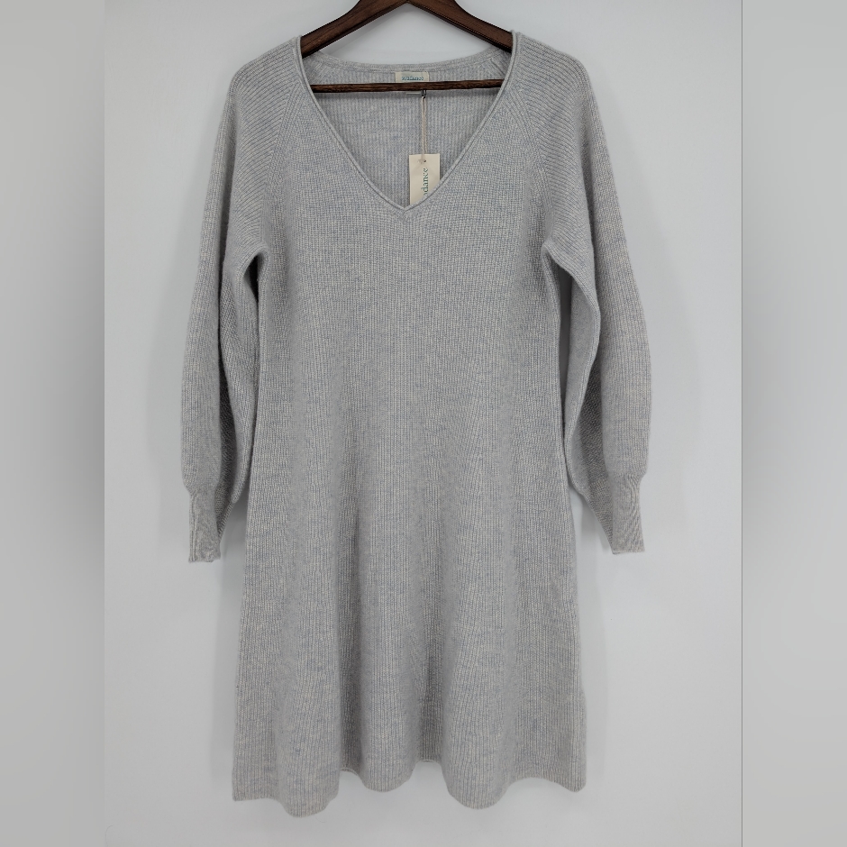 Nwt Sundance Caraz 100% Cashmere A-Line Sweater Dress Balloon Sleeves Cozy